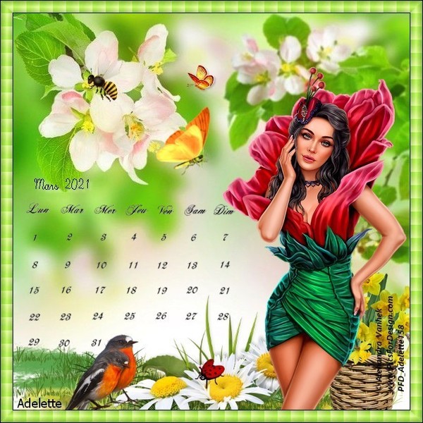 calendrier du mois de mars 2021